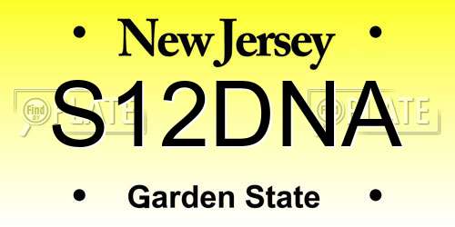 S12DNA New Jersey License Plate