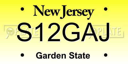 S12GAJ New Jersey License Plate