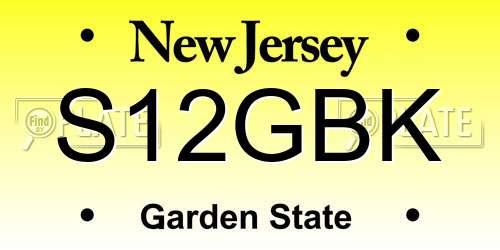 S12GBK New Jersey License Plate
