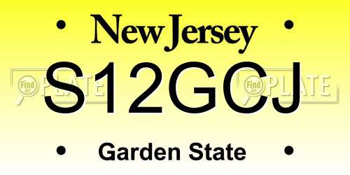 S12GCJ New Jersey License Plate