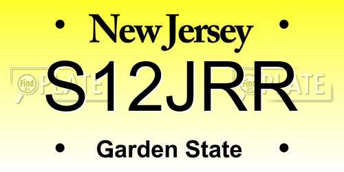S12JRR New Jersey License Plate