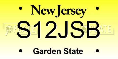S12JSB New Jersey License Plate