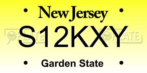 S12KXY New Jersey License Plate
