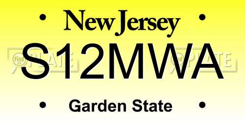 S12MWA New Jersey License Plate