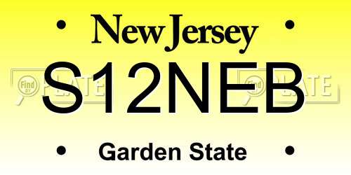 S12NEB New Jersey License Plate