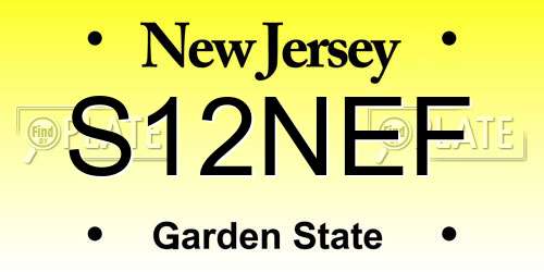 S12NEF New Jersey License Plate