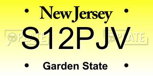 S12PJV New Jersey License Plate
