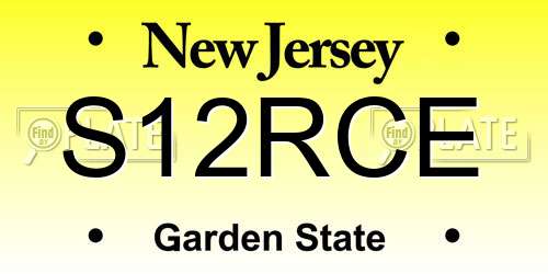 S12RCE New Jersey License Plate