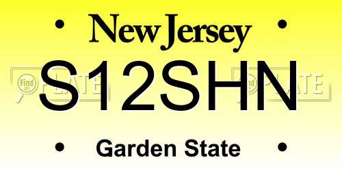 S12SHN New Jersey License Plate