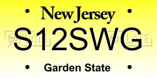S12SWG New Jersey License Plate