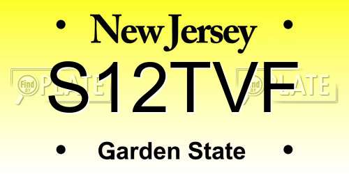 S12TVF New Jersey License Plate