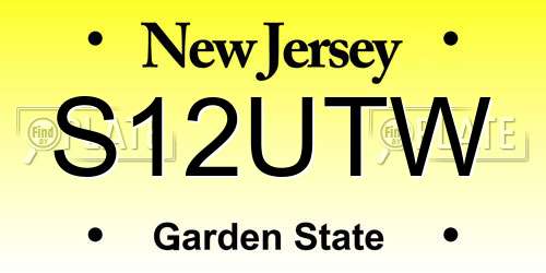 S12UTW New Jersey License Plate