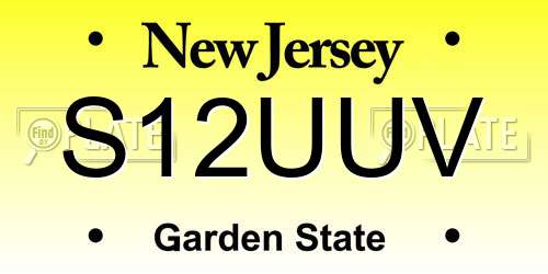 S12UUV New Jersey License Plate