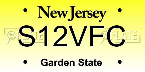 S12VFC New Jersey License Plate