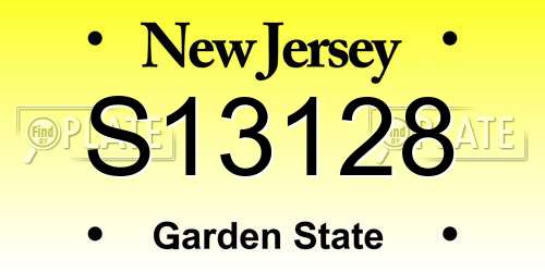 S13128 New Jersey License Plate