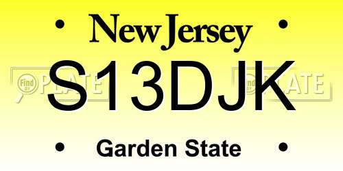 S13DJK New Jersey License Plate