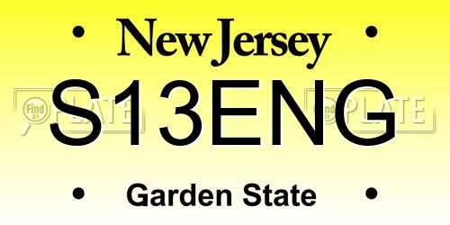 S13ENG New Jersey License Plate