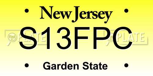 S13FPC New Jersey License Plate
