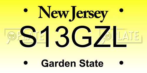 S13GZL New Jersey License Plate