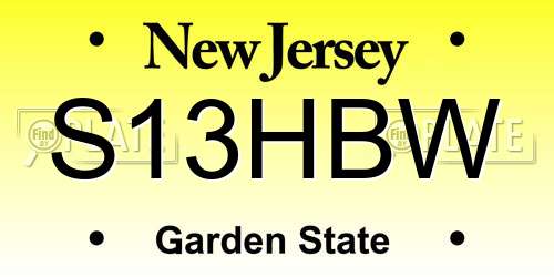 S13HBW New Jersey License Plate