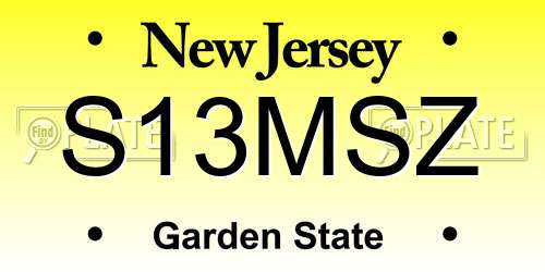 S13MSZ New Jersey License Plate