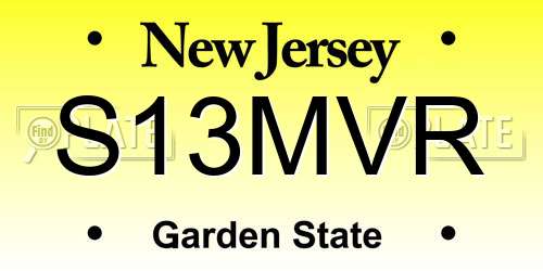 S13MVR New Jersey License Plate