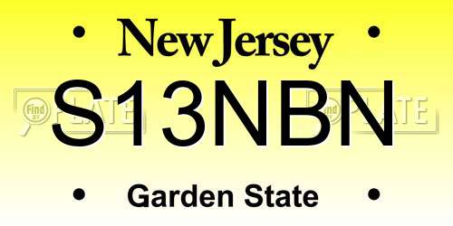 S13NBN New Jersey License Plate