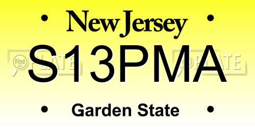 S13PMA New Jersey License Plate