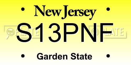 S13PNF New Jersey License Plate