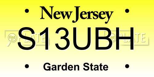 S13UBH New Jersey License Plate