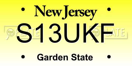 S13UKF New Jersey License Plate