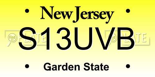 S13UVB New Jersey License Plate