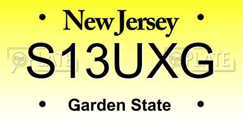 S13UXG New Jersey License Plate