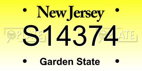 S14374 New Jersey License Plate