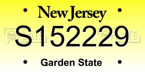 S152229 New Jersey License Plate