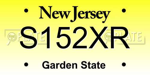 S152XR New Jersey License Plate