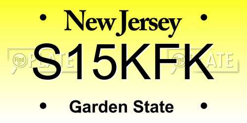 S15KFK New Jersey License Plate