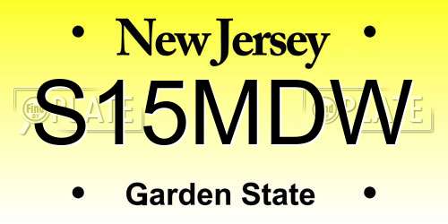 S15MDW New Jersey License Plate