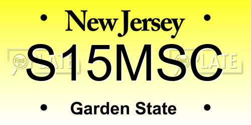 S15MSC New Jersey License Plate