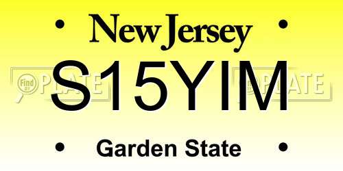 S15YIM New Jersey License Plate