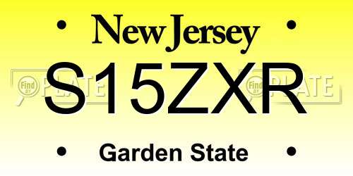 S15ZXR New Jersey License Plate