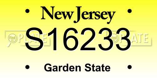 S16233 New Jersey License Plate