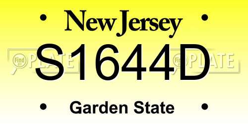 S1644D New Jersey License Plate