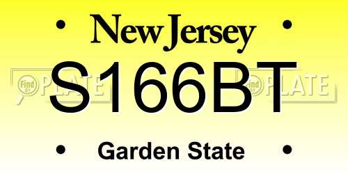 S166BT New Jersey License Plate