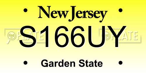 S166UY New Jersey License Plate