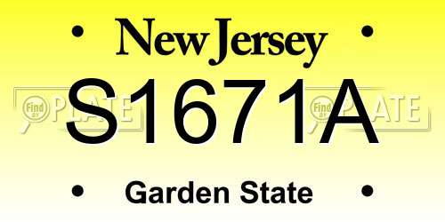 S1671A New Jersey License Plate