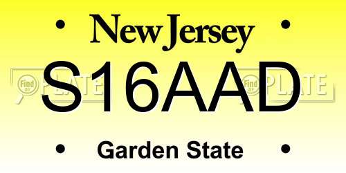 S16AAD New Jersey License Plate