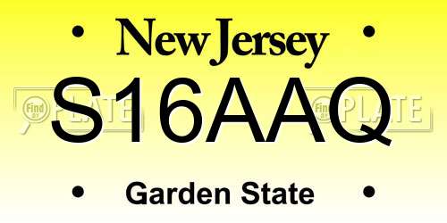 S16AAQ New Jersey License Plate