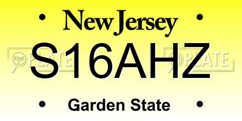 S16AHZ New Jersey License Plate