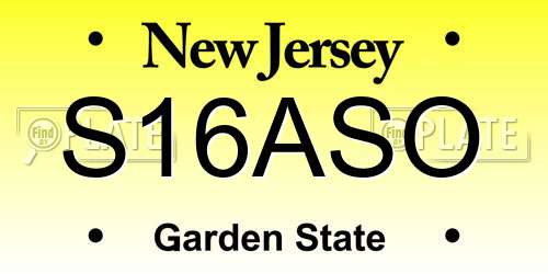 S16ASO New Jersey License Plate